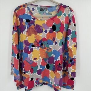 Habitat Shirt‎ Womens Medium Multicolor Cotton Long Sleeve Scoop Style 74210